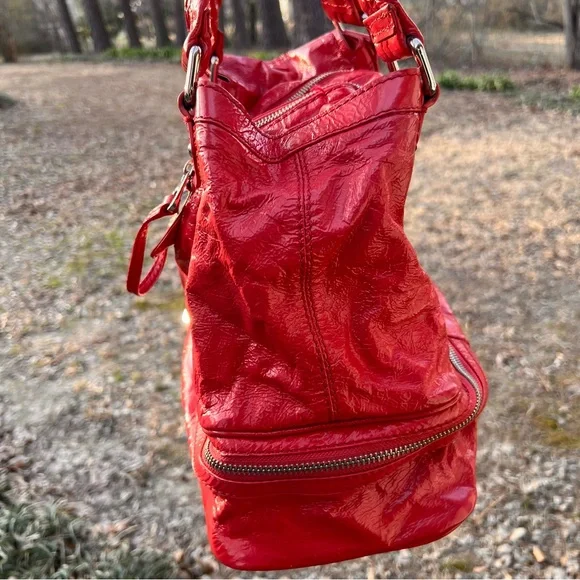 Marc Jacobs Pink Patent Leather Super K Tote Bag Purse Slouchy Y2K Bottom Zip